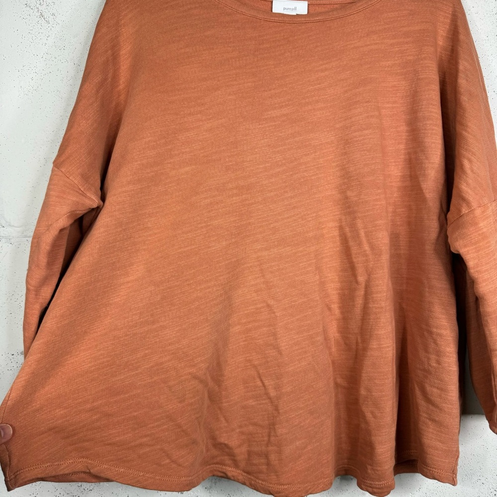 Pure Jill Cotton French Terry Long Balloon Puff Sleeve Tunic Sweater - Picture 4 of 8